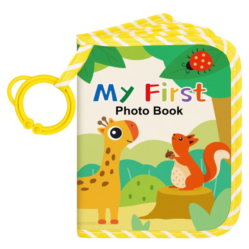 Lanpn My First Baby Photo Album Holds 17 4x6 Pictures, Soft Cloth Family Photo Book with Name Card Name Tag Stickers, Fabric Kid Memory Keepsake Gift for Baby Shower Newborn Toddler Boy Girl (Animal) - Image 1